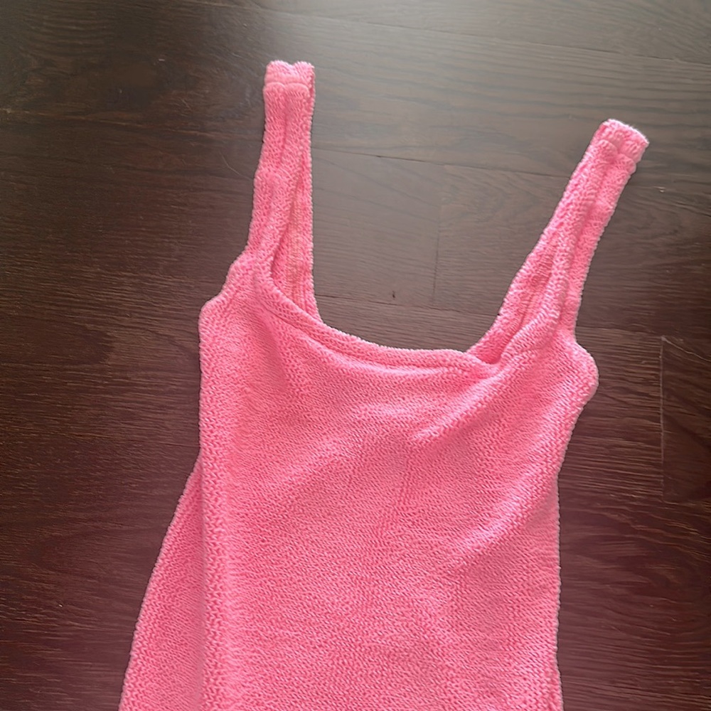 Hunza G Pink Textured One-Piece Swimsuit